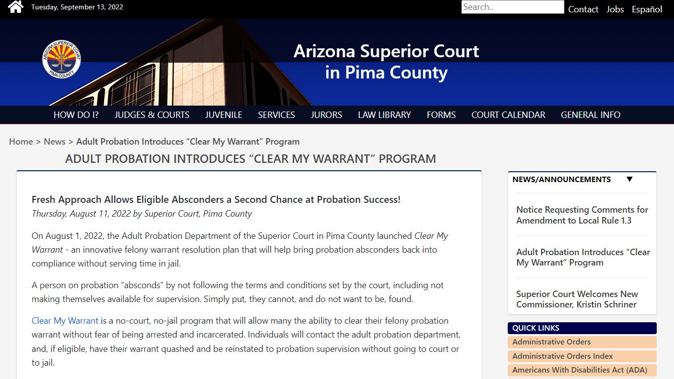 Adult Probation Introduces “Clear My Warrant” Program